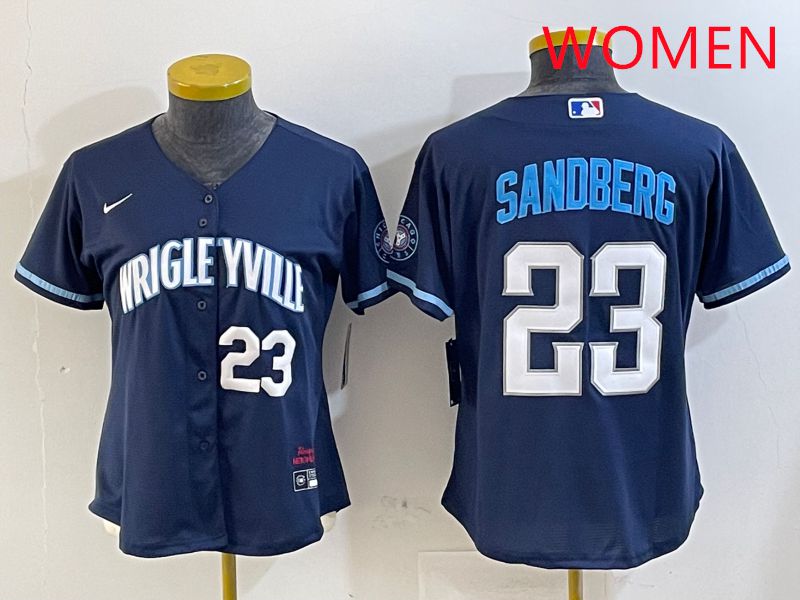 Women Chicago Cubs #23 Sandberg Blue City Edition Game 2025 Nike MLB Jersey style 3